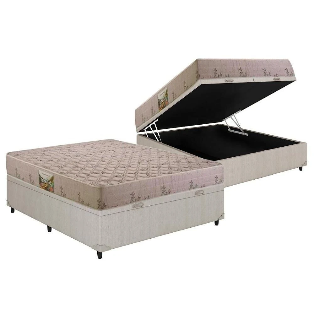 Box Baú Casal: Colchão Espuma Herval D33 Cannes Double Face + Base Crc Courano Clean(138x188)
