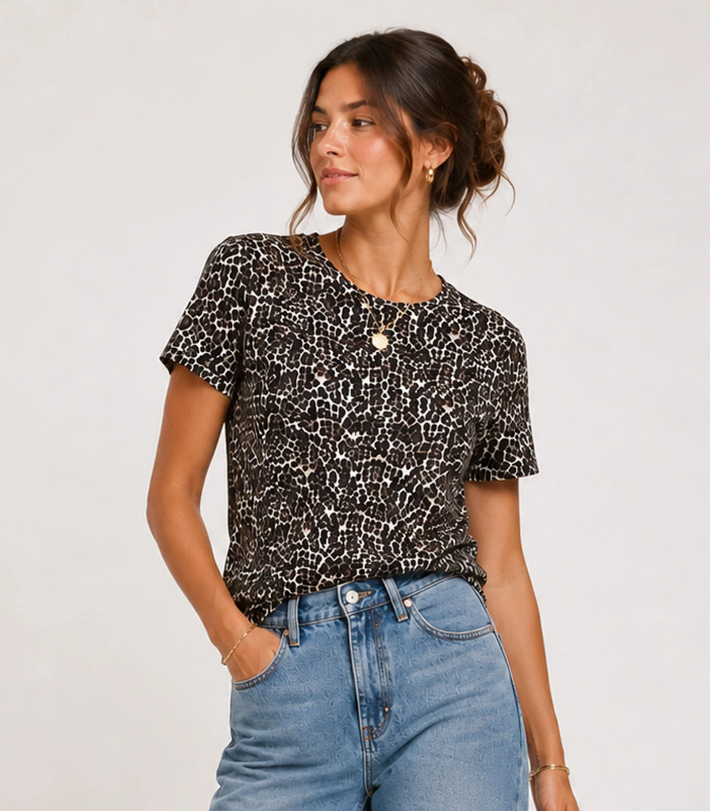 Blusa Feminina Estampada Infinita Cor Bege
