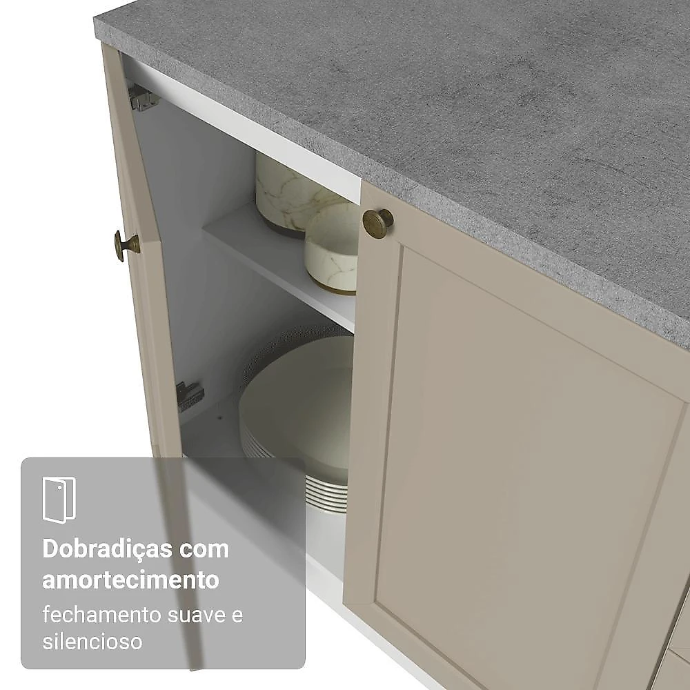 Balcão gabinete de pia 120 cm (com tampo) branco/crema vik madesa
