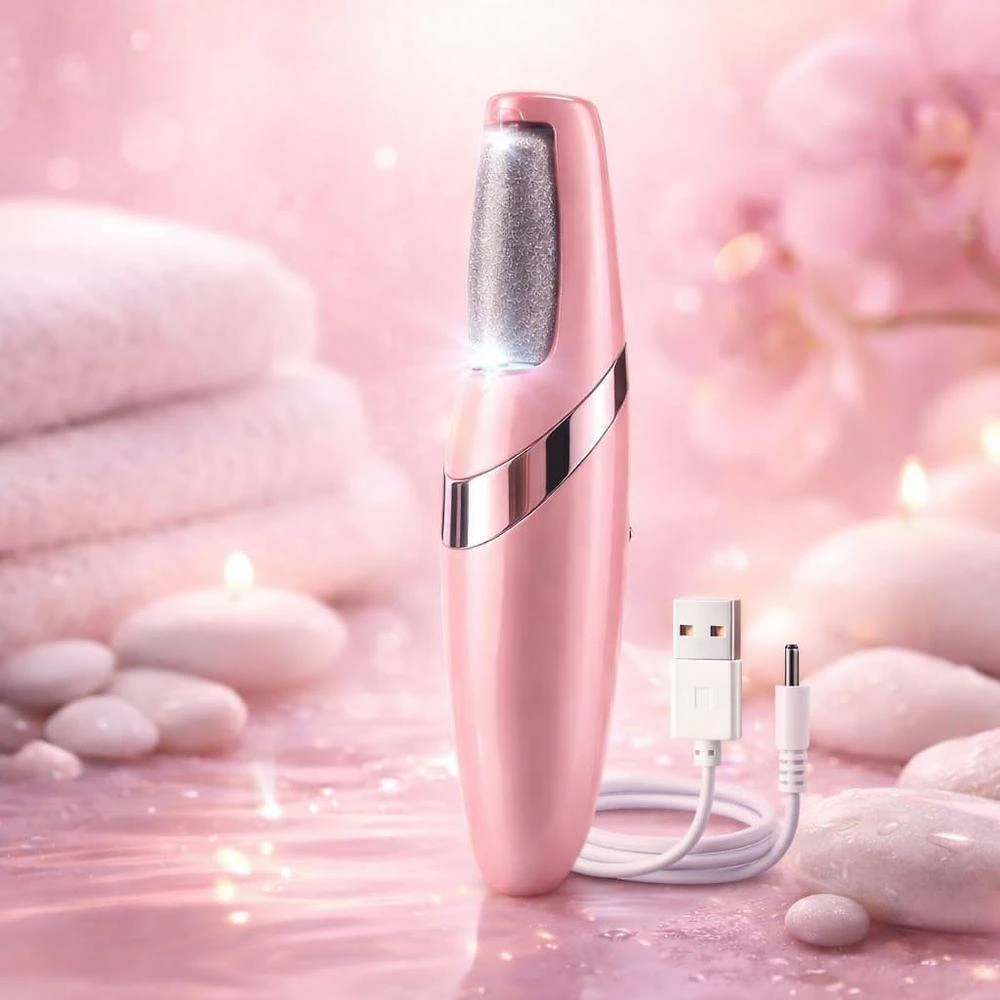 Lixa de Pé Elétrica Recarregável Removedor de Calos com Led Usb Rosa Genérico