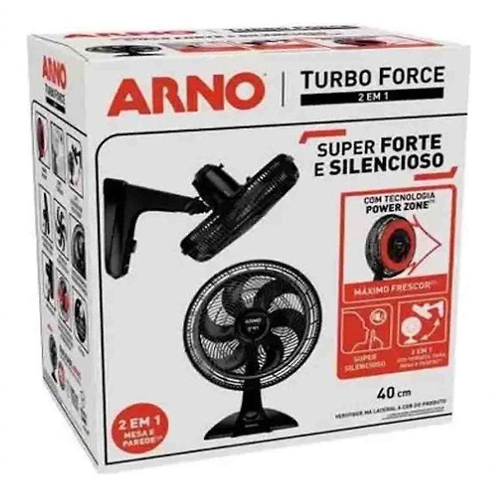 Kit 2 Ventilador Arno Turbo Force Silencio 2 Em 1 Preto 220V