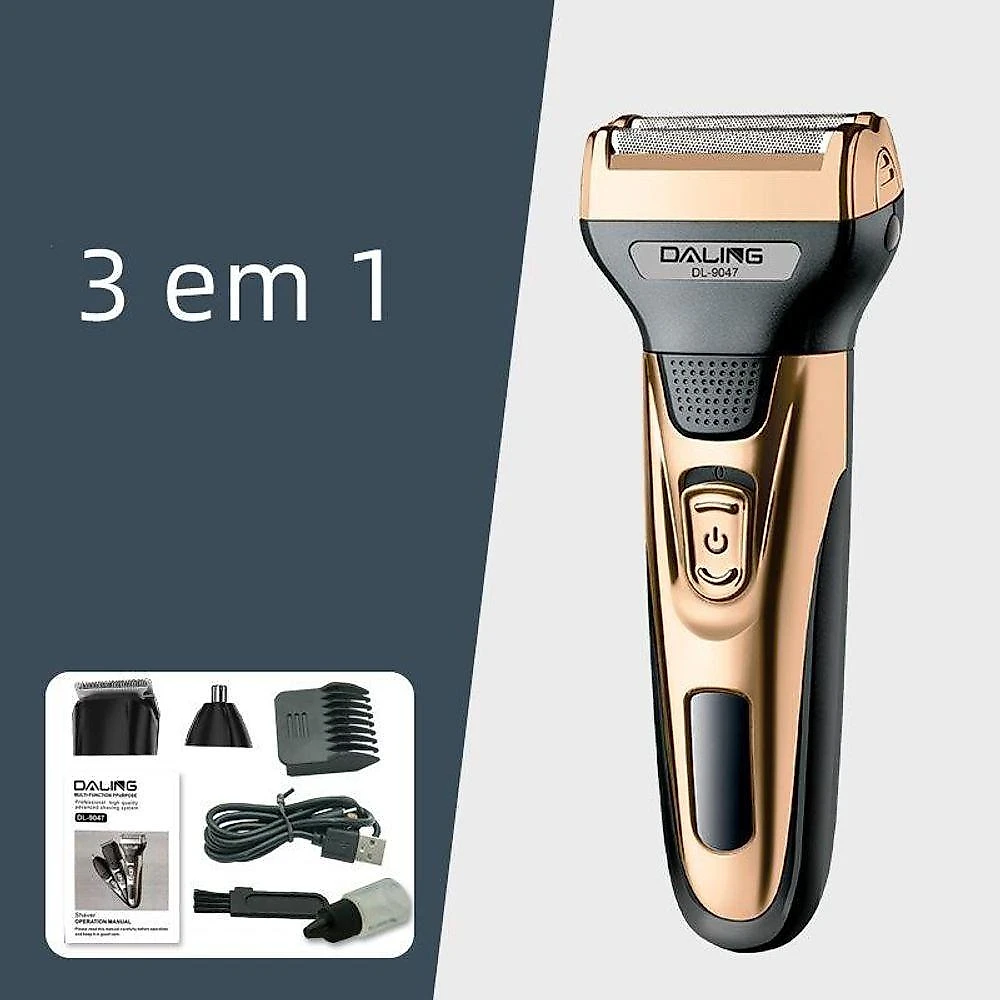 Barbeador Elétrico Aparador OEM 3 em 1 Corpo Barba Bigode Lâmina Aço Inoxidável Recarregável Bivolt
