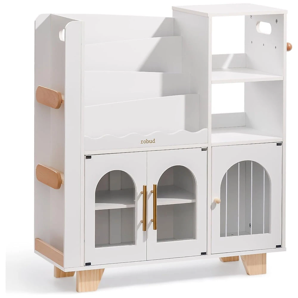 Estante de Madeira Educativa ROBUD para Organização de Brinquedos, 6 Compartimentos, Ideal para Quarto Infantil