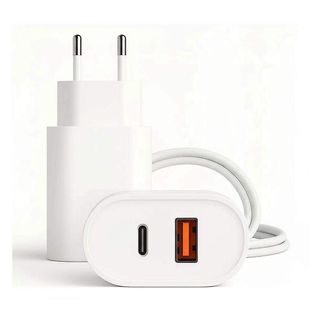 Carregador de Celular MDM com Cabo Tipo C e Lightning 20W Branco