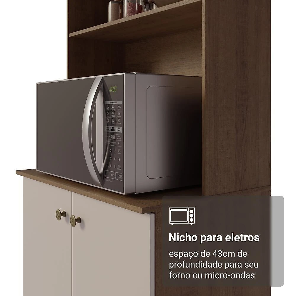 Armário De Cozinha Compacta 235cm Rustic/crema Gourmet Madesa Xc03 Rustic/crema