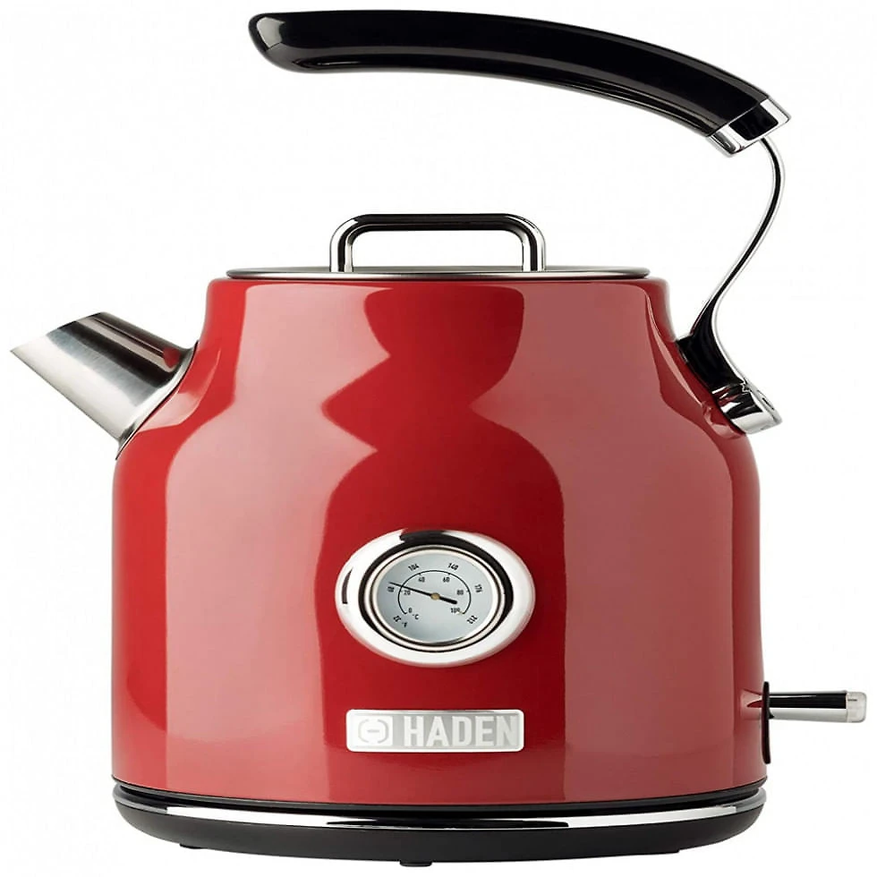 Haden 75000 Chaleira Elétrica 1.7L em Aço Inoxidável com Desligamento Automático e Termômetro Embutido, 110V 1500W, Verm...
