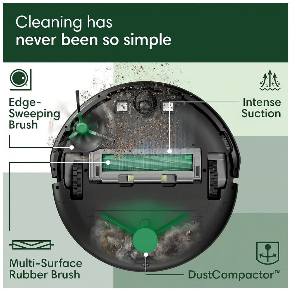 Miniatura Robô Aspirador iRobot Roomba 205 DustCompactor Preto LiDAR Navegação 4 Níveis Potência 120min Bateria