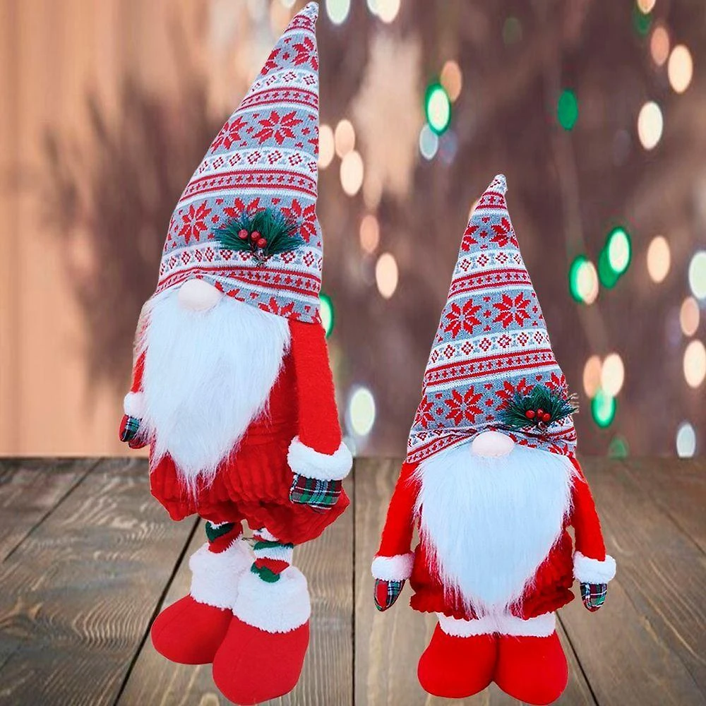 Boneco Gnomo Papai Noel Enfeite Natal Pernas Ajustáveis 80cm