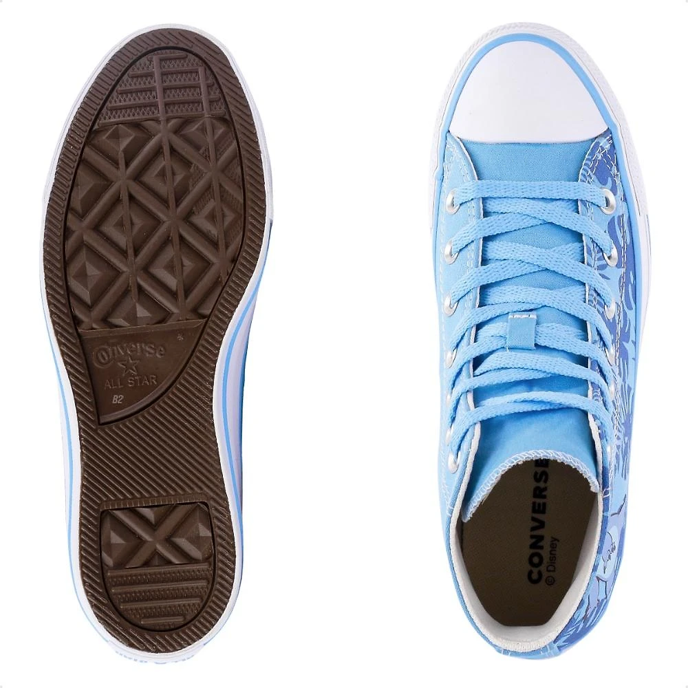 Miniatura Tênis Converse X Disney Stitch Chuck Taylor All Star Feminino Azul Claro / Branco - 33