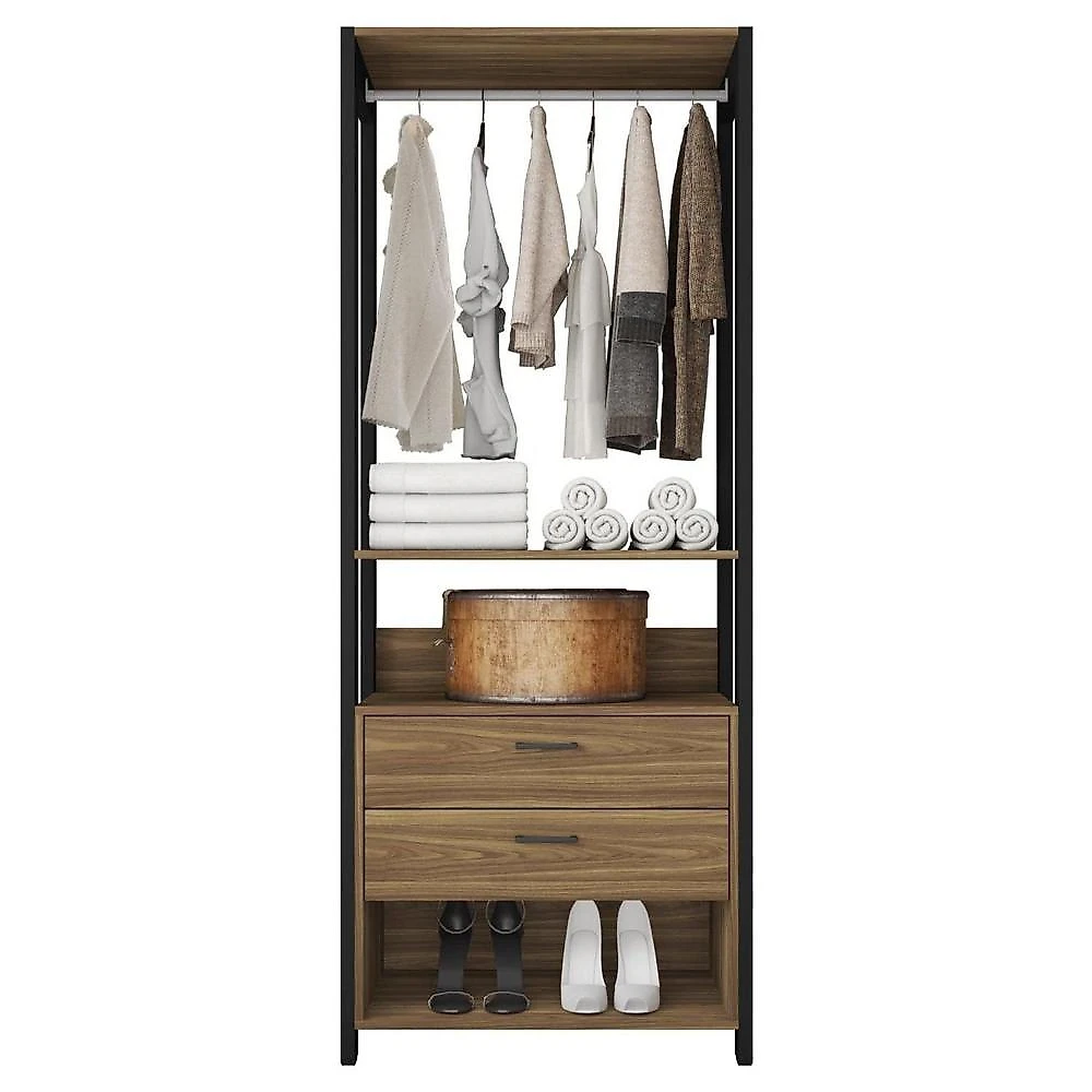 Módulo para Closet 2 Gavetas 183cm X 72,8cm Byte Mel/Preto