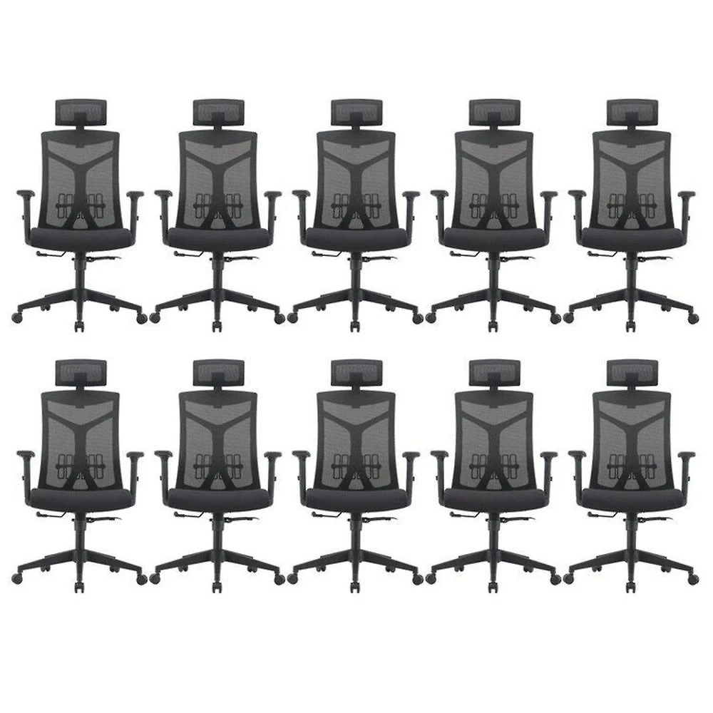 Kit 10 Cadeiras Escritório Presidente Nr17 Office Lugano Preto