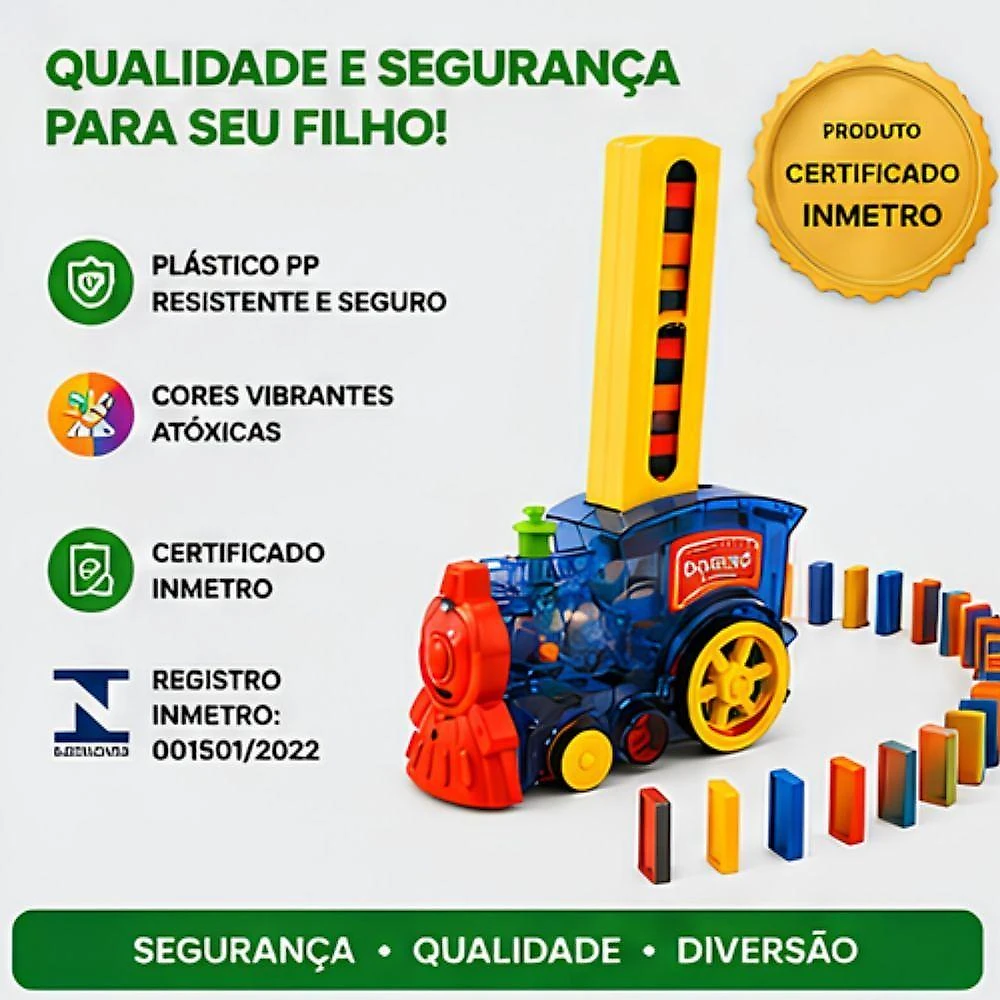Trem de Brinquedo Dominá com Luz Fumaça e Música 80 Peças Toys & Toys