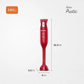 Mixer Mondial Pratic M-15-R 2 em 1 com Copo Medidor Vermelho – 200 W 110V