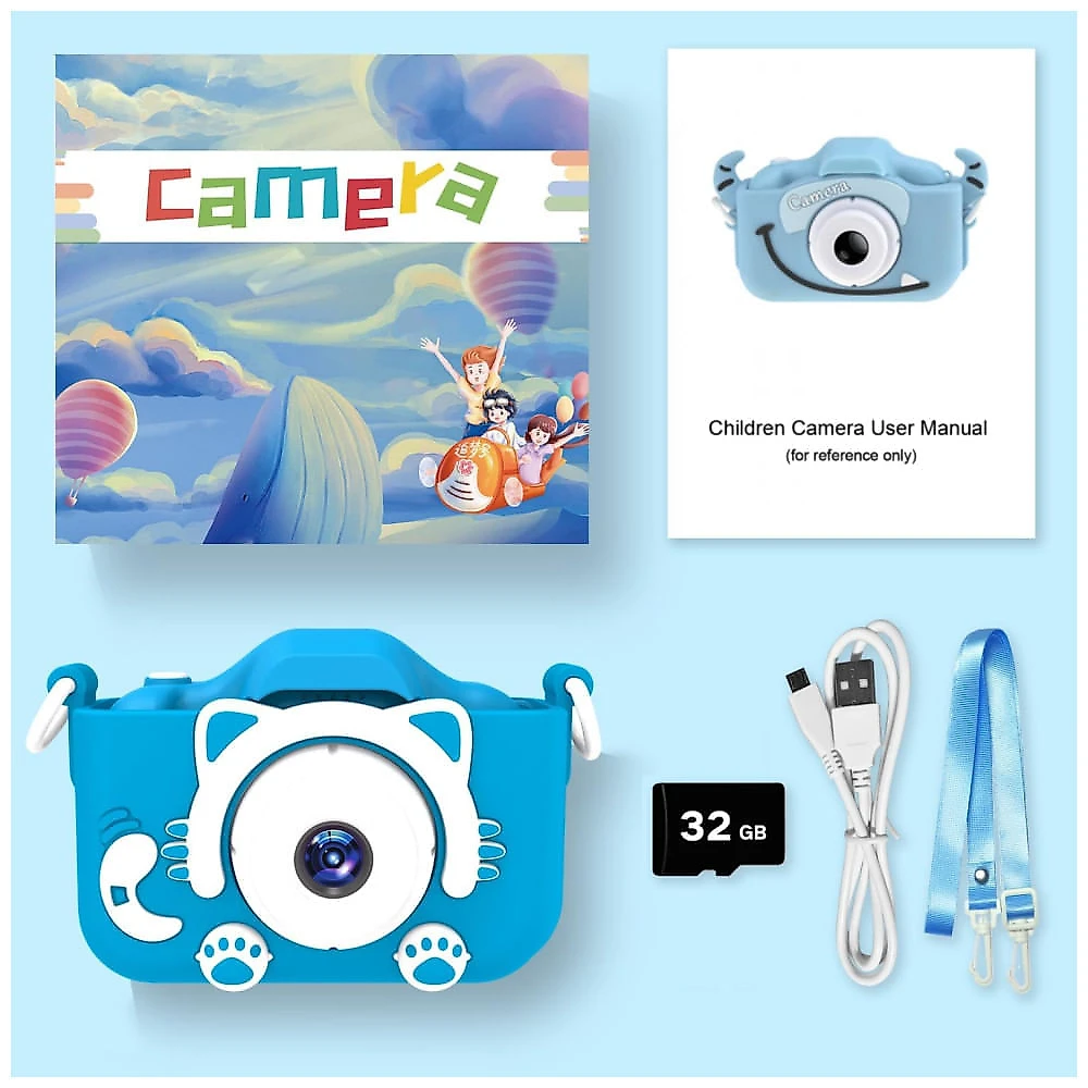 Câmera infantil Goopow para crianças de 3 a 8 anos, com vídeo HD 1080p, 12 MP, zoom digital 8x, 28 molduras divertidas, 3 jogos.