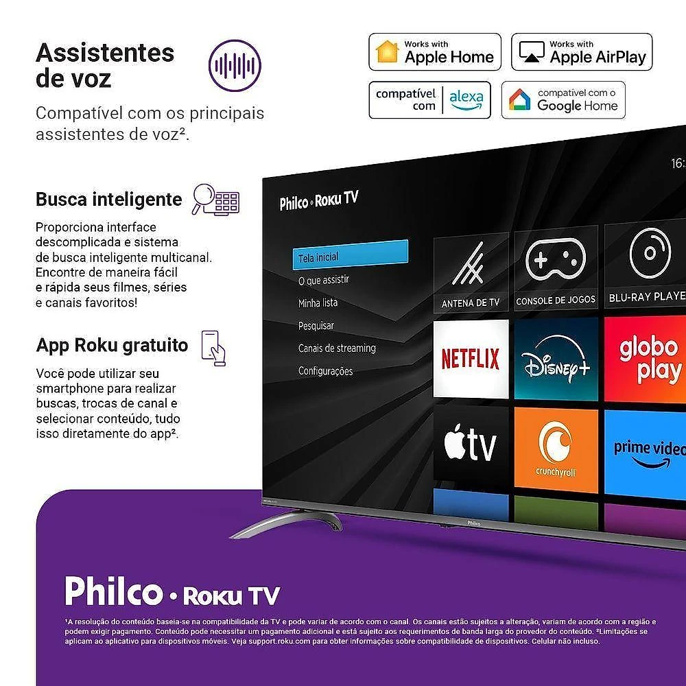 Smart TV Philco P49CRA 49" UHD 4K DLED Cinza com Roku TV HDR10 Bivolt
