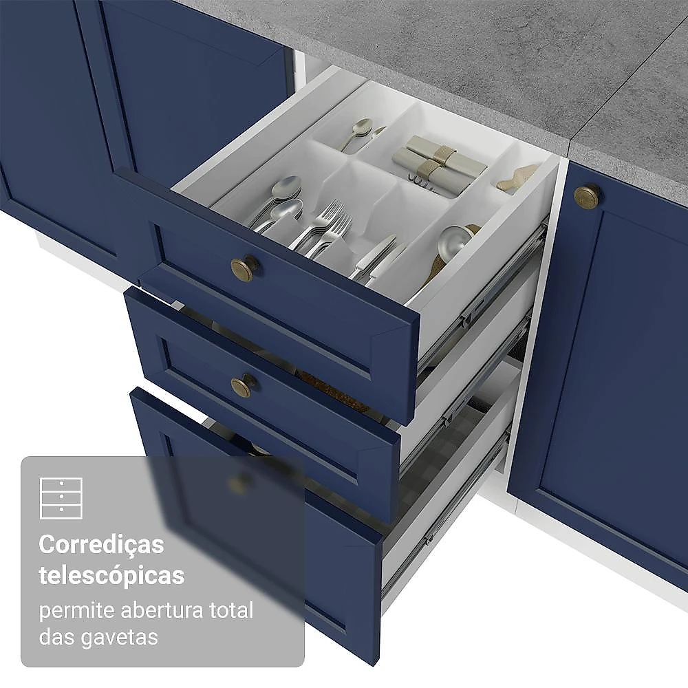 Armário de cozinha compacta 180 cm branco/azul vik madesa 02