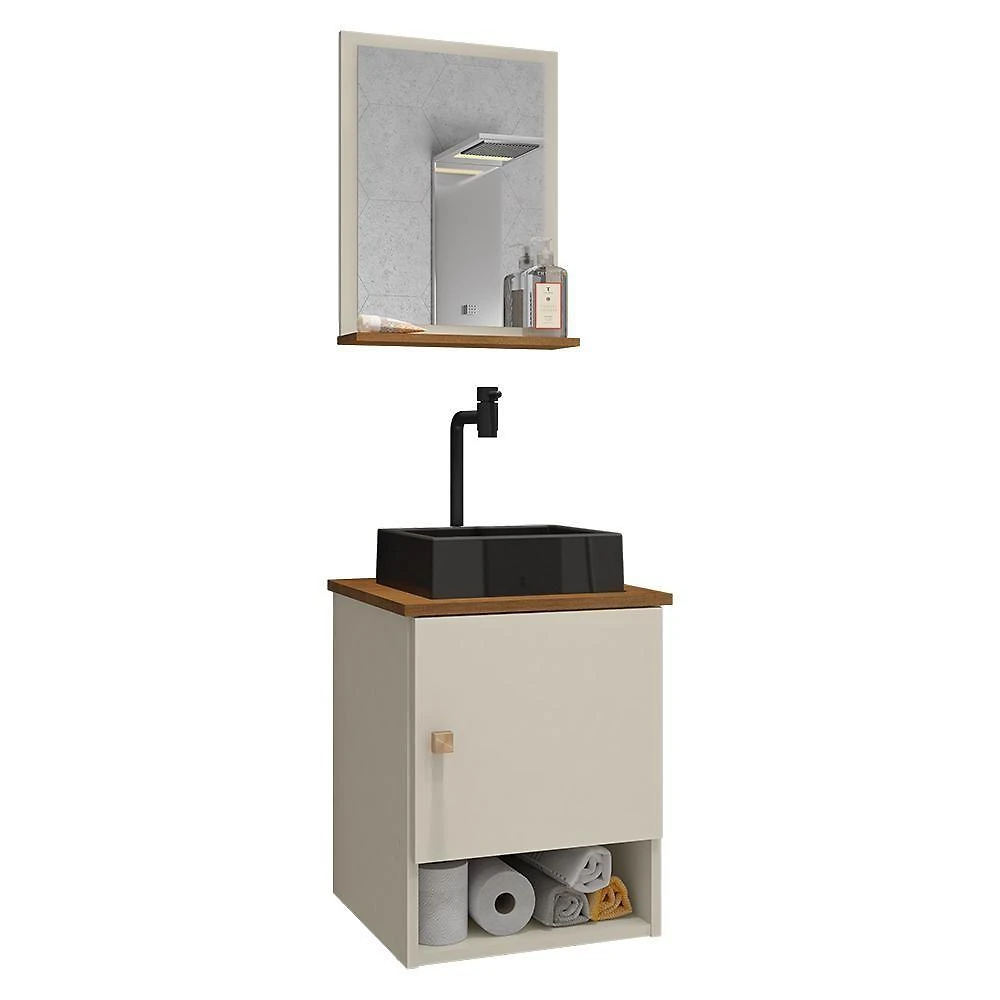 Gabinete Banheiro Lima Tulipa Pto Torneira Valv Click Black Off White/nature Off White/nature