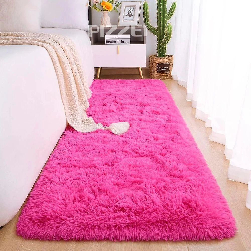 Tapete Passadeira Felpuda 60cm X 200cm Retangular Antiderrapante para Corredor Sala Quarto Pink OEM