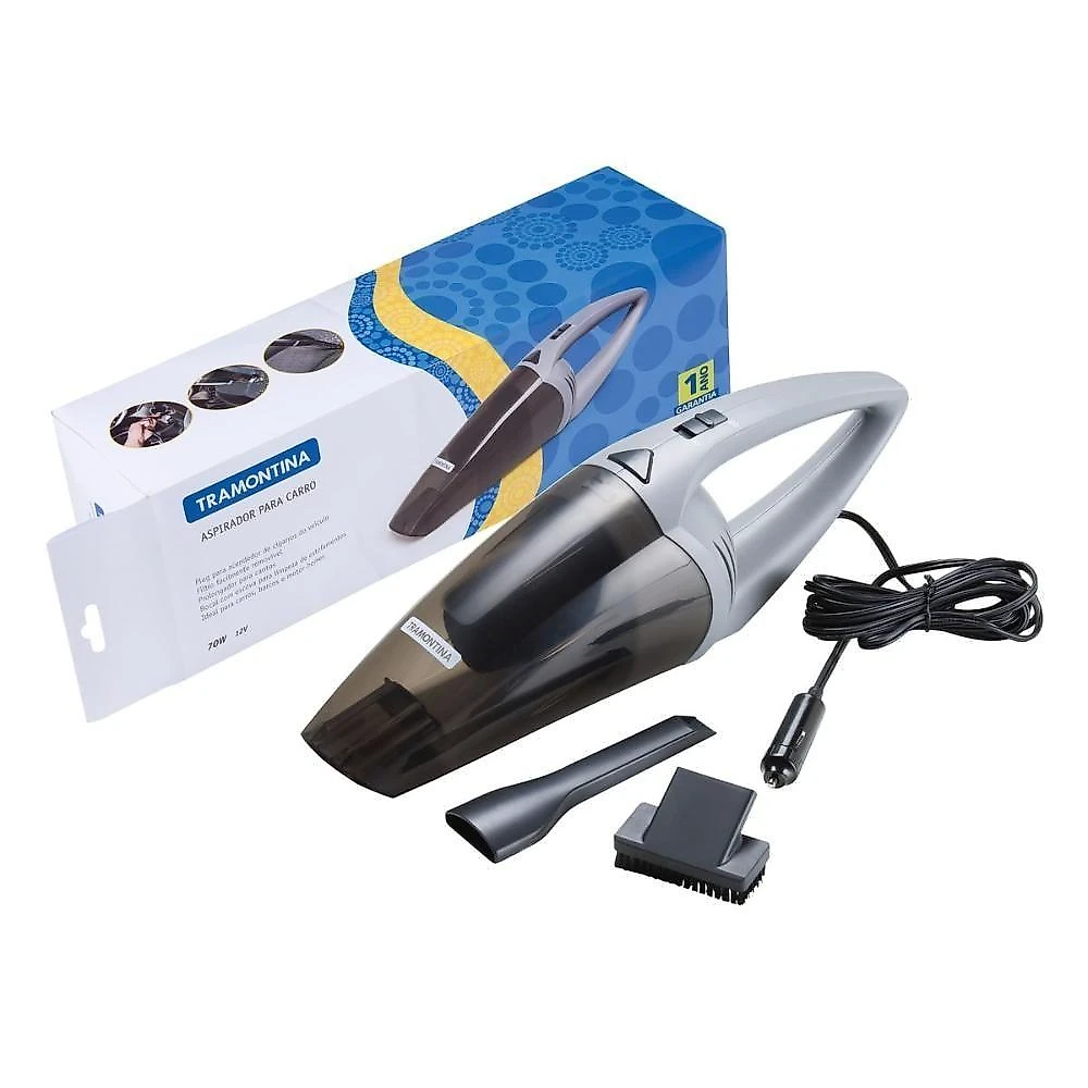 Aspirador de Pó Portátil para Carros Tramontina 42350070 70W 0,5L com Filtro Lavável Preto 12V