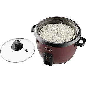 Panela Elétrica de Arroz Oster 1L Bordô Antiaderente Função Aquecer Tampa de Vidro 110V