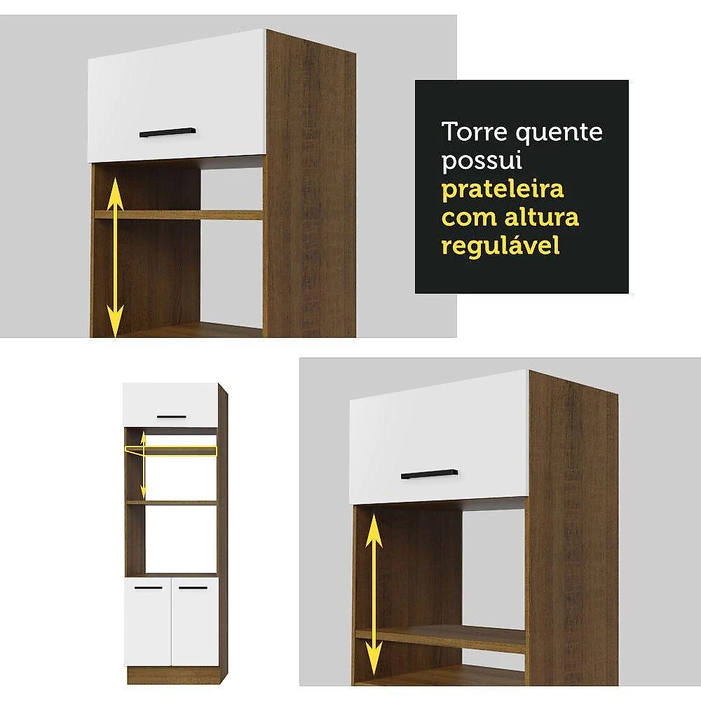 Cozinha completa madesa agata 27000 com armário e balcão (sem tampo e pia) - rustic/branco