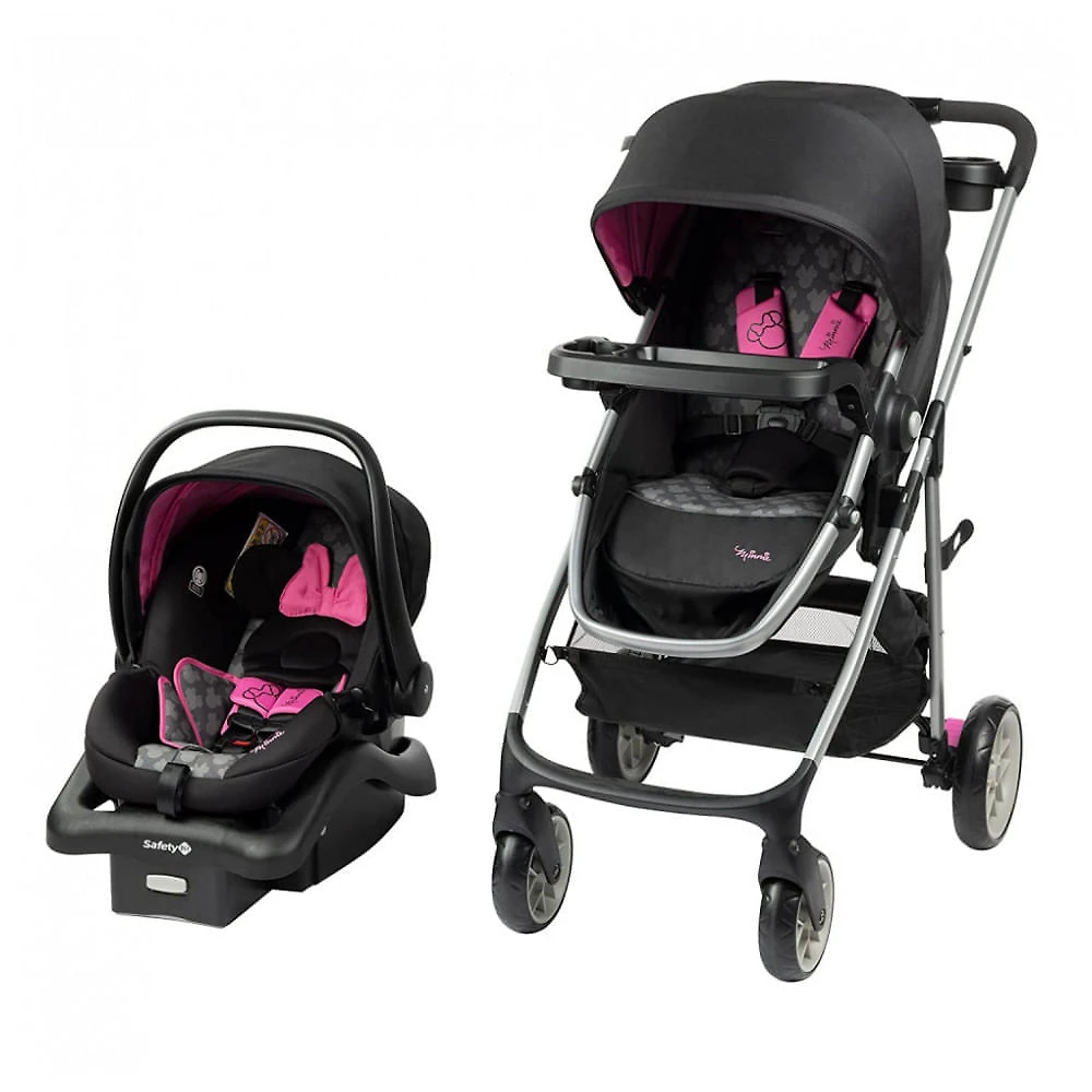 Carrinho de Bebê Disney Baby Minnie Mouse com Design Leve, Preto