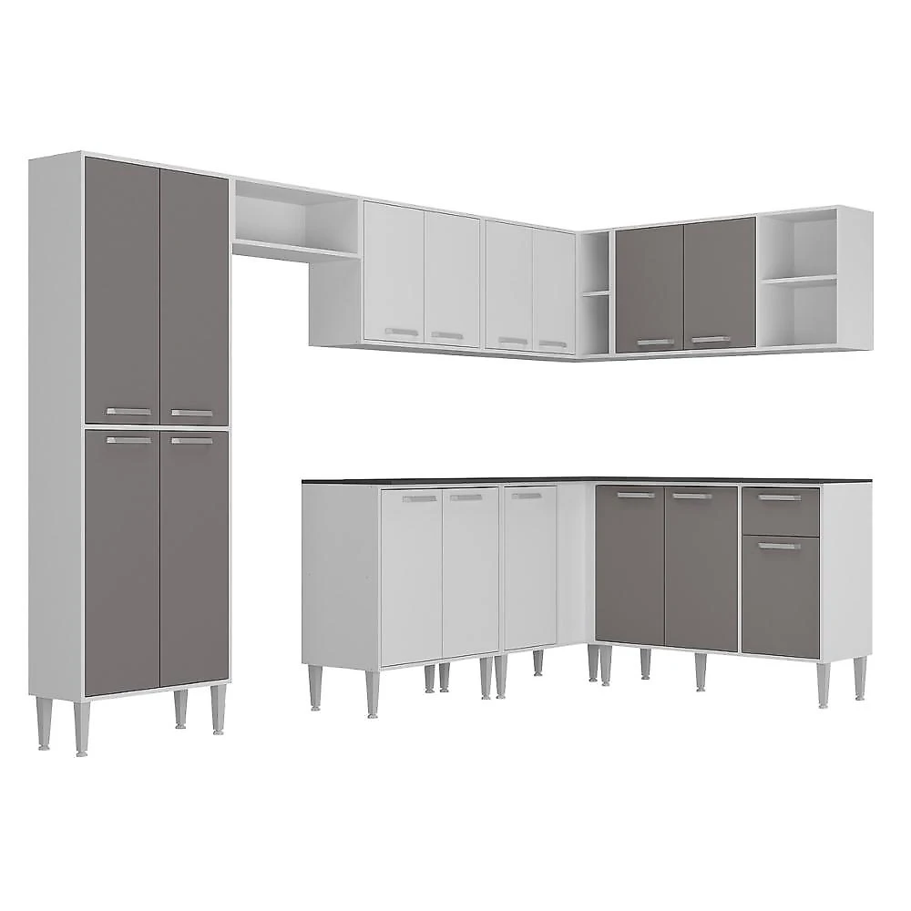 Armário de Cozinha Compacta Canto FL3284 Multimóveis Branco/Lacca Fumê