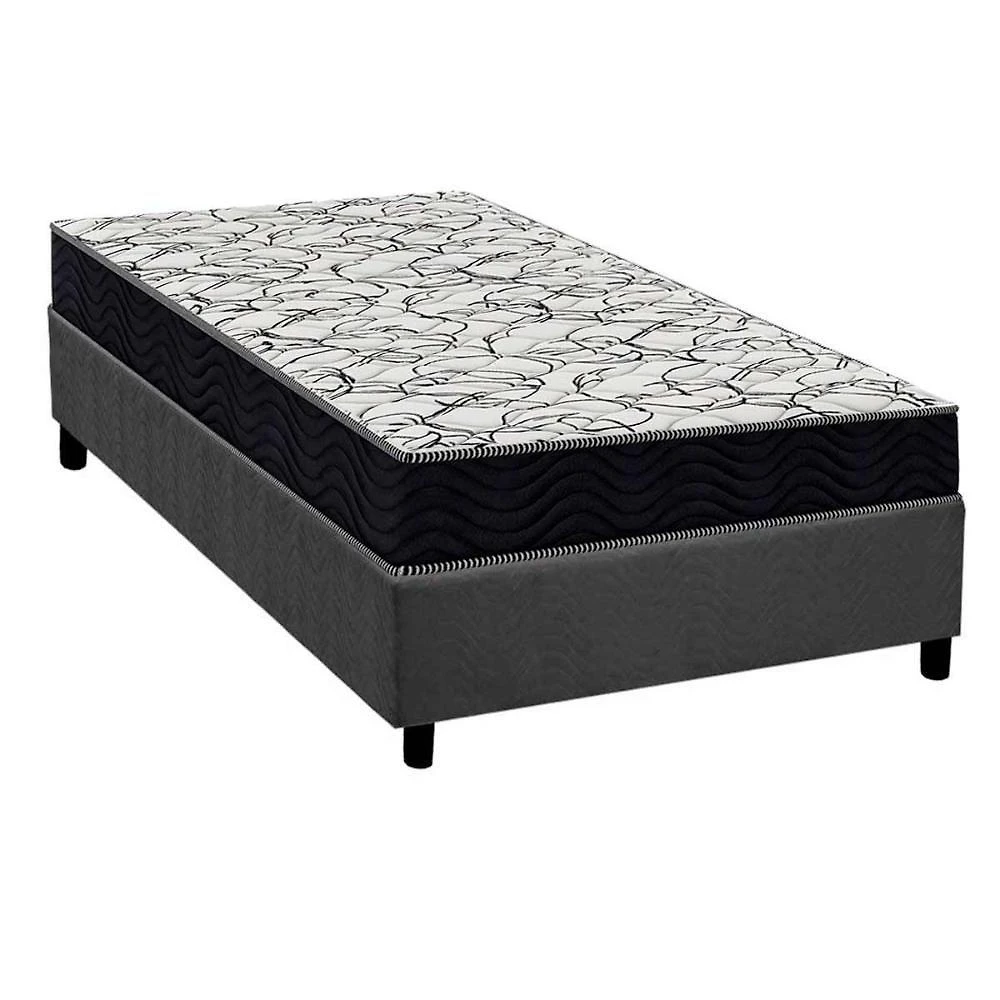 Cama Box com Colchão Solteiro Ortopédico D45 Airtech150 Anatômico EPS Suede Cinza Ortobom