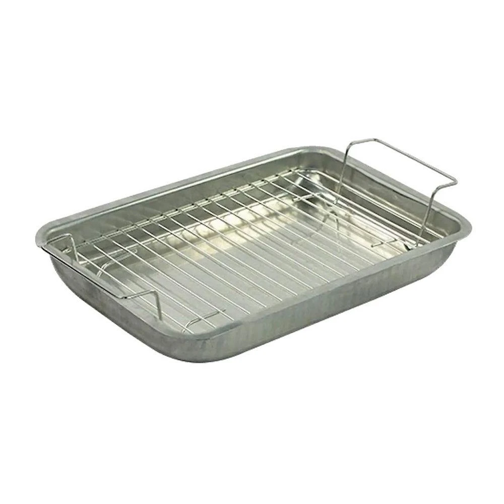 Escorredor de Frituras e Assadeira P 24x38cm em Arame Galvanizado e Alumínio para Cozinha Aramefer