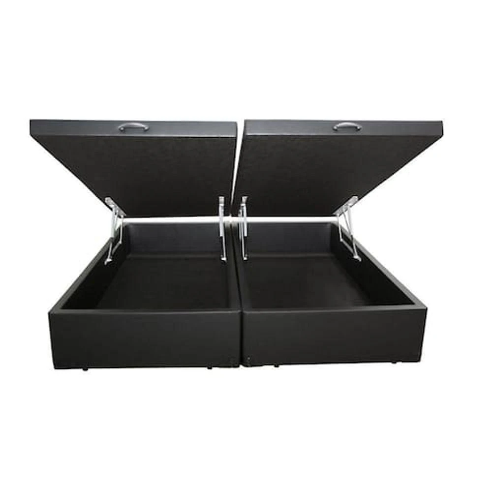 Base Box Baú Casal Bipartido Cinza Sintético 138x188